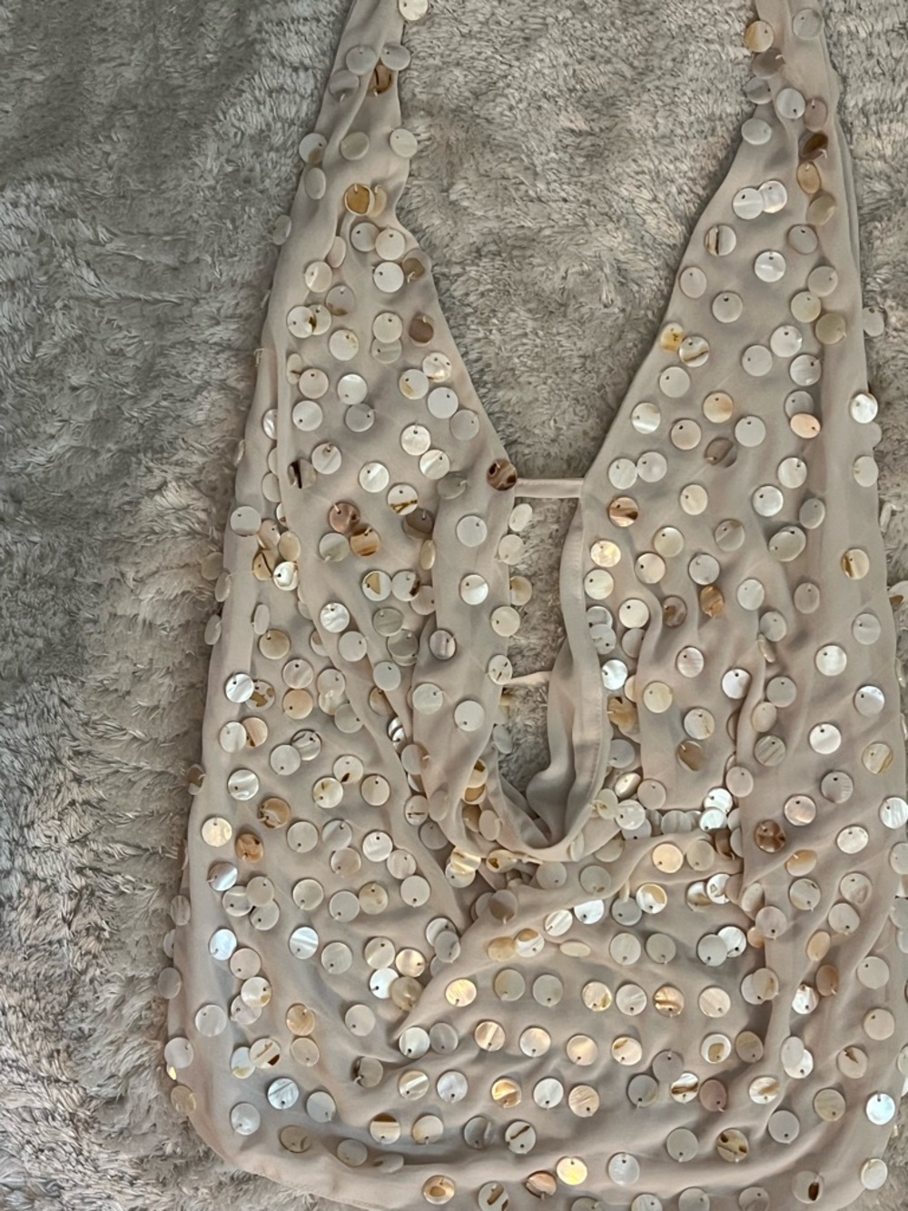 Peppermayo XXS Beige Sequin Halter Top - Picture 2 of 4